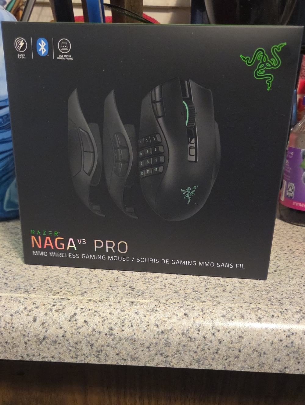 Razer Naga V3 Pro Wireless MMO Gaming Mouse - Black with Green Accent